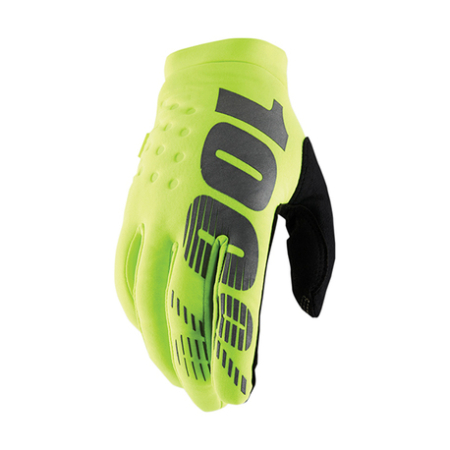 100%, BRISKER GLOVES, NEON YELLOW, KID AND ADULT 10016-004-XX