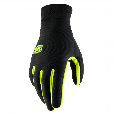 100%, BRISKER XTREME GLOVES BLACK/FLUO YELLOW, ADULT 10030-0000X